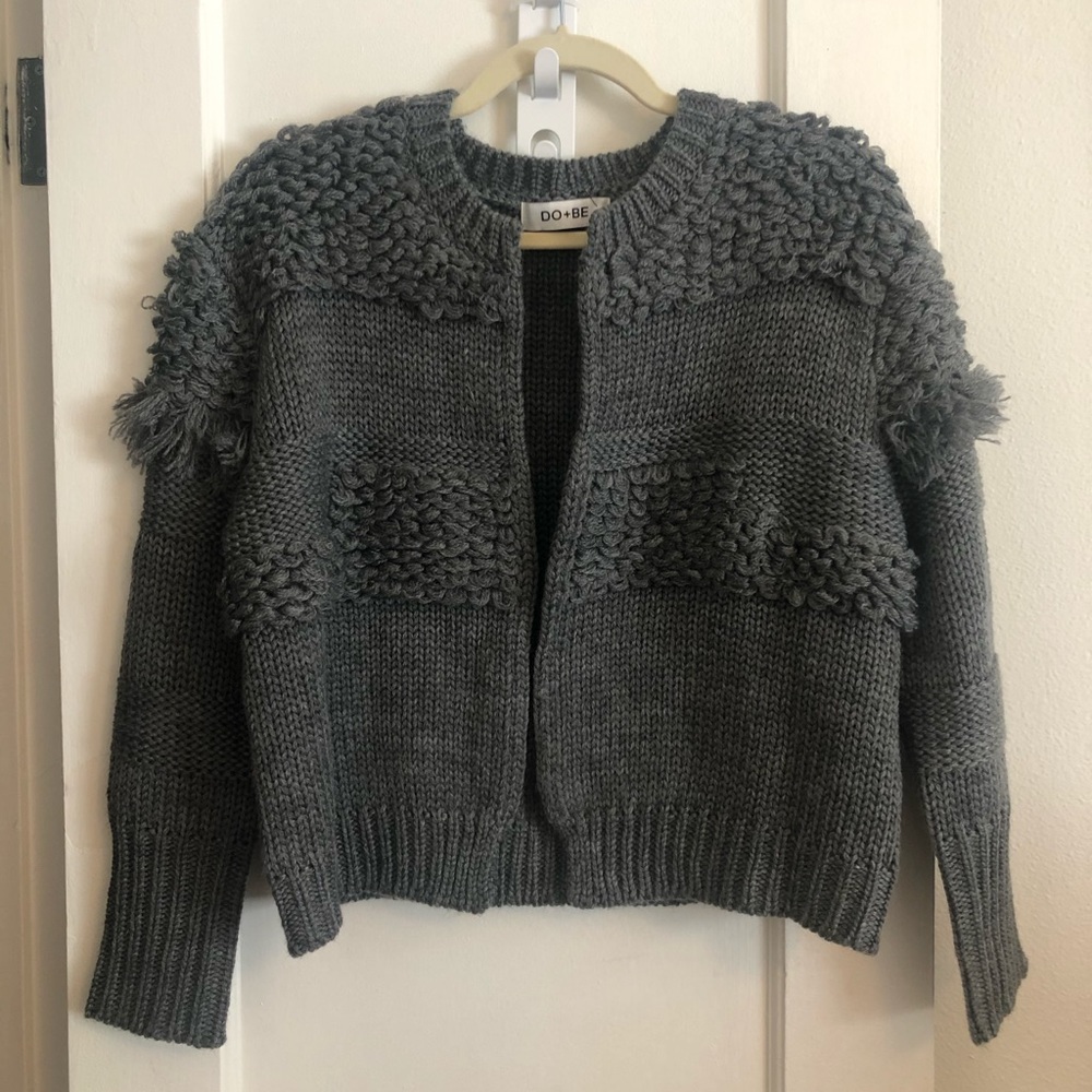 VICI GRAY Fringe sweater jacket